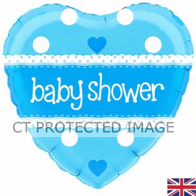 18 Inch Baby Shower Blue Heart Holographic Fo
