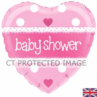 18 Inch Baby Shower Heart Pink Holographic Fo