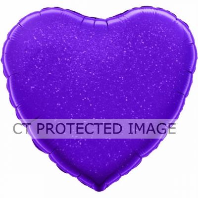 18 Inch Purple Holographic Heart Foil Balloon