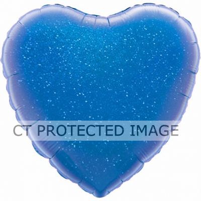 Blue Holographic Heart 18 Inch Foil