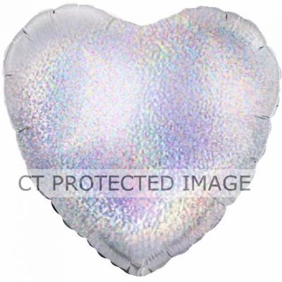 Silver Holographic Heart 18 Inch Foil