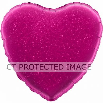 Fuchsia Holographic Heart 18 Inch Foil