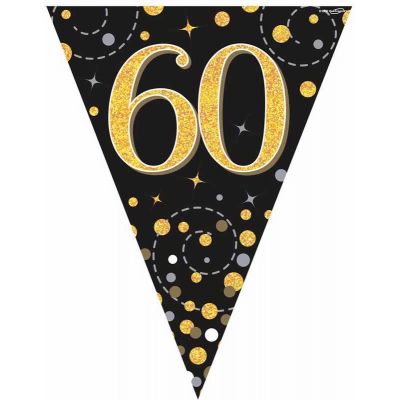 3.9m Black & Gold 60th Bunting