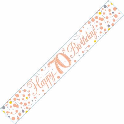 9ft White & Rose Gold 70th Banner