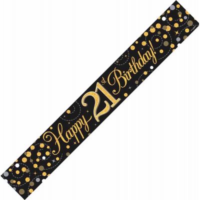 9ft Black & Gold 21st Banner