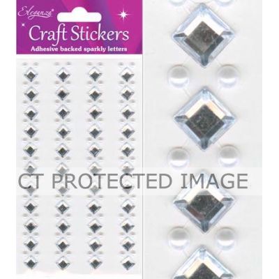  8mm Square Diamond/4mm Pearls Strips (pack quantity 4) 