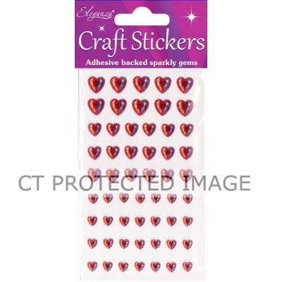 6-10mm Red Mixed Diamante Hearts