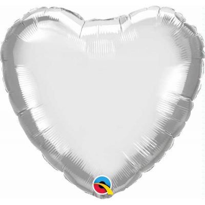 18 Inch Chrome Silver Heart Foil Balloon