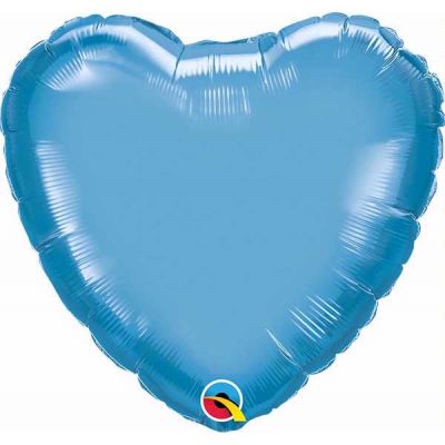 18 Inch Chrome Blue Heart Foil Balloon