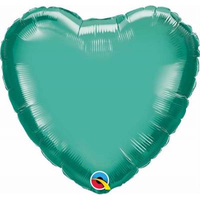 18 Inch Chrome Green Heart Foil Balloon