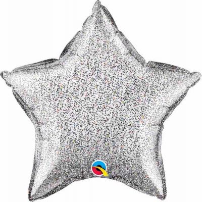 20 Inch Glittergraphic Silver Star Foil Balloon