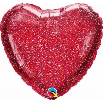 18 Inch Glittergraphic Red Heart Foil Balloon