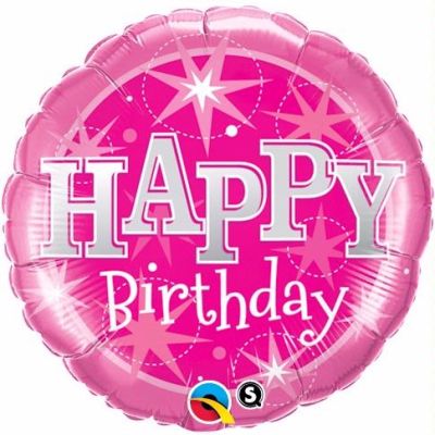 18 Inch Birthday Pink Sparkle Foil Balloon