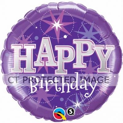 18 Inch Birthday Purple Sparkle Foil