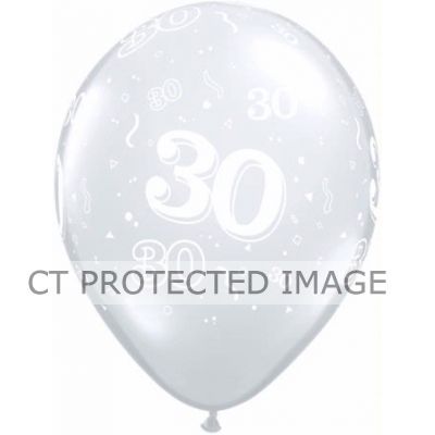  Number30 11 Inch Diamond Clear Qualatex (pack quantity 50) 