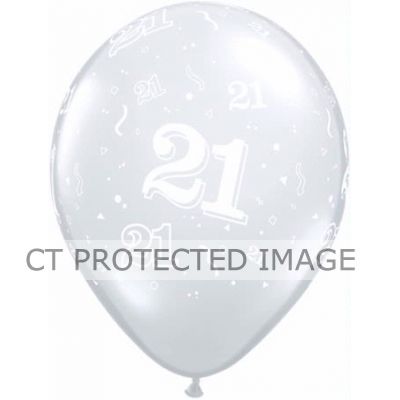  11 Inch Number21 Diamond Clear Qualatex (pack quantity 50) 