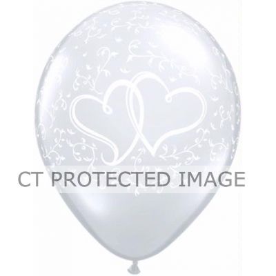  11 Inch Entwined Hearts Diamond Clear Qualatex (pack quantity 50) 