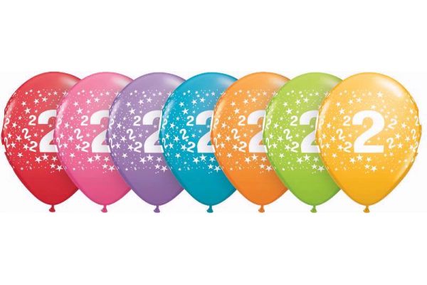  11 Inch Assorted Tropical 2nd Birthday Qualatex (pack quantity 25) 