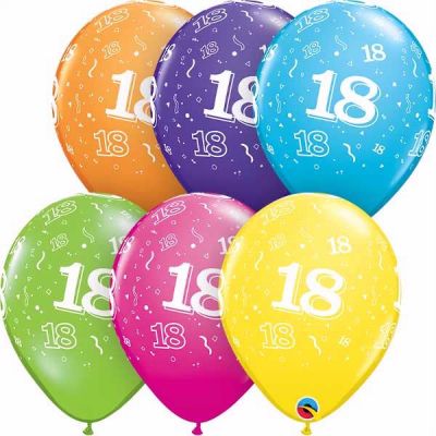  11 Inch Assorted 18th Birthday Qualatex (pack quantity 25) 