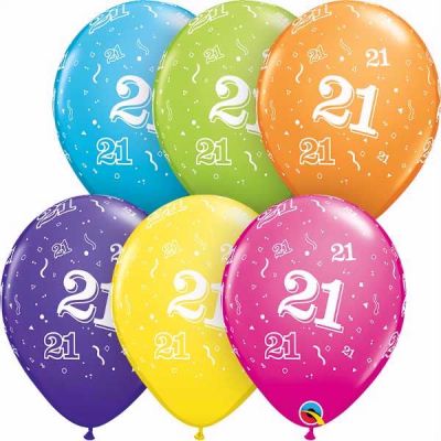  11 Inch Assorted 21st Birthday Qualatex (pack quantity 25) 