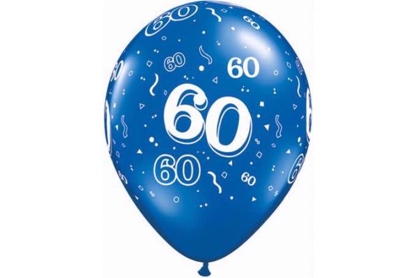  11 Inch Assorted 60th Birthday Qualatex (pack quantity 25) 