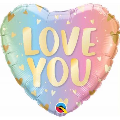 18 Inch Love You Pastel Ombre & Hearts Foil