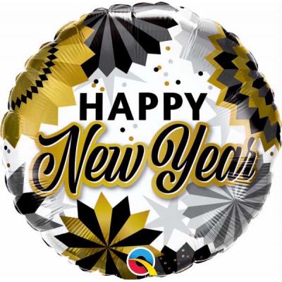 18 Inch New Year Black & Gold Fans Foil Balloon