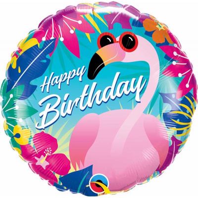 18 Inch Birthday Tropical Flamingo Foil Balloon