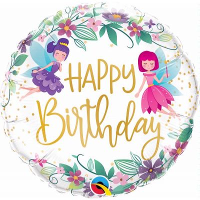 18 Inch Birthday Wild Flower Fairies Foil Balloon
