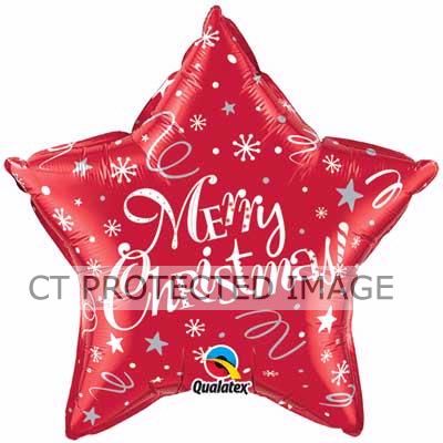20 Inch Merry Christmas Red Star Foil