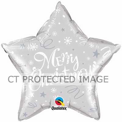 20 Inch Merry Christmas Silver Star Foil