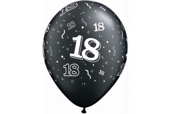  11 Inch 18th Birthday Black/silver Qualatex (pack quantity 25) 