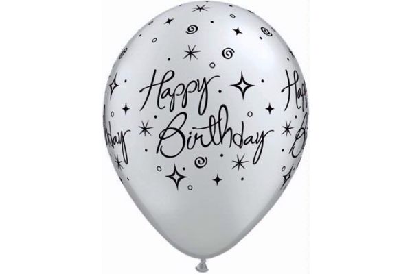  11 Inch Happy Birthday Black/silver Qualatex (pack quantity 25) 