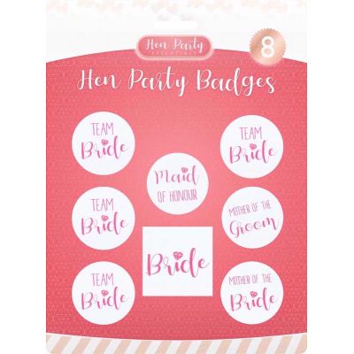  Hen Party Badges (pack quantity 8) 