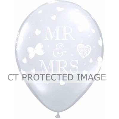  11 Inch Mr & Mrs Diamond Clear Qualatex (pack quantity 50) 