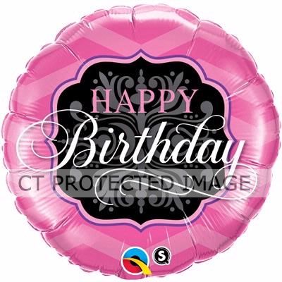 18 Inch Birthday Pink & Black Foil