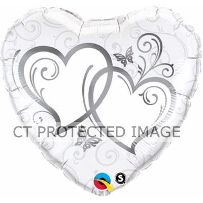18 Inch Entwined Hearts Silver Foil