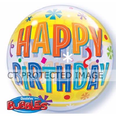 Birthday Fun & Yellow Bands 22 Inch Bubble