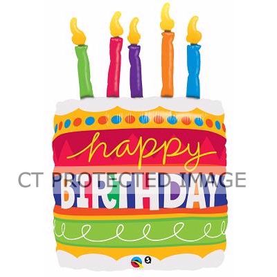 35 Inch Birthday Cake & Candles Super Shaped Foil Balloon