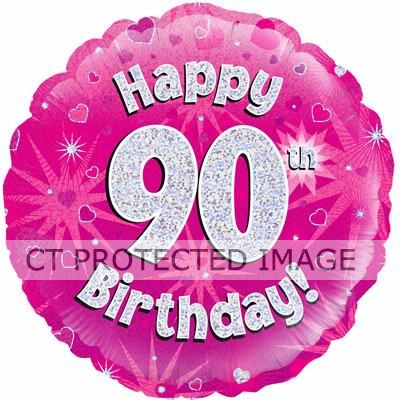 18 Inch 90th Birthday Pink Foil Balloon