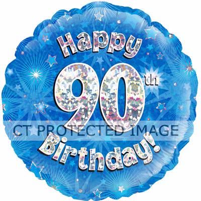 18 Inch 90th Birthday Blue Foil Balloon
