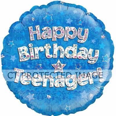 18 Inch Teenager Birthday Blue Foil