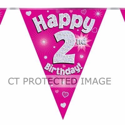 3.9m 2nd Birthday Pink Bunting