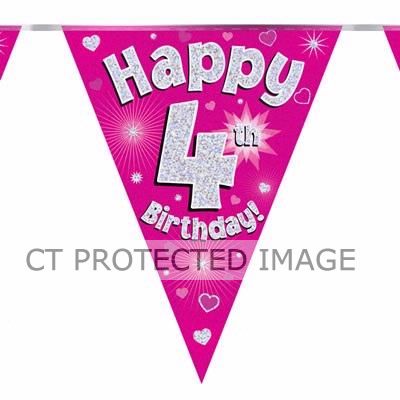 3.9m 4th Birthday Pink Bunting