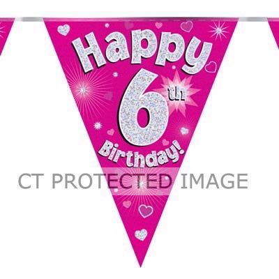 3.9m 6th Birthday Pink Bunting