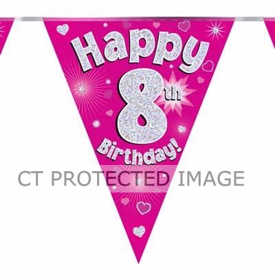 3.9m 8th Birthday Pink Bunting