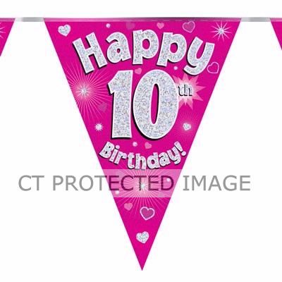 3.9m 10th Birthday Pink Bunting