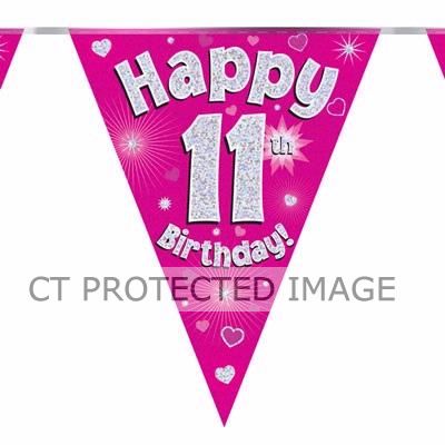 3.9m 11th Birthday Pink Bunting