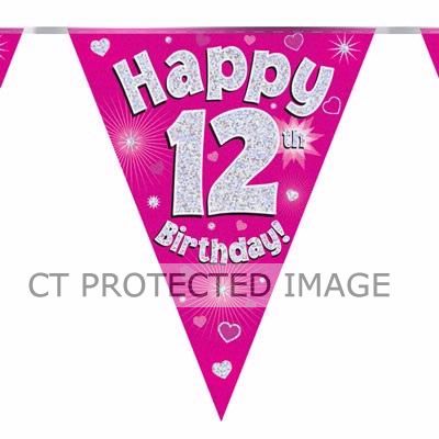 3.9m 12th Birthday Pink Bunting