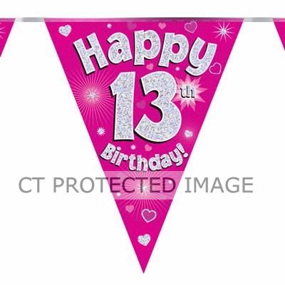 3.9m 13th Birthday Pink Bunting